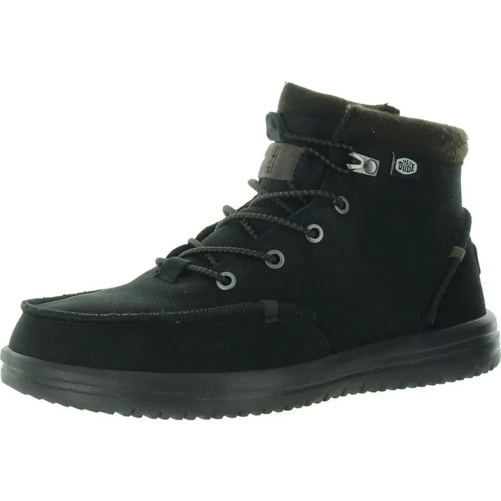 Hey Dude Mens Bradley Black Leather Toddler Boots Chukka Boots Shoes Used